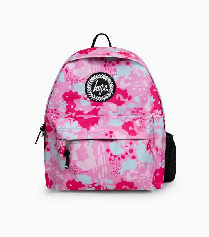 Hype Pink Leopard Floral Backpack New Look