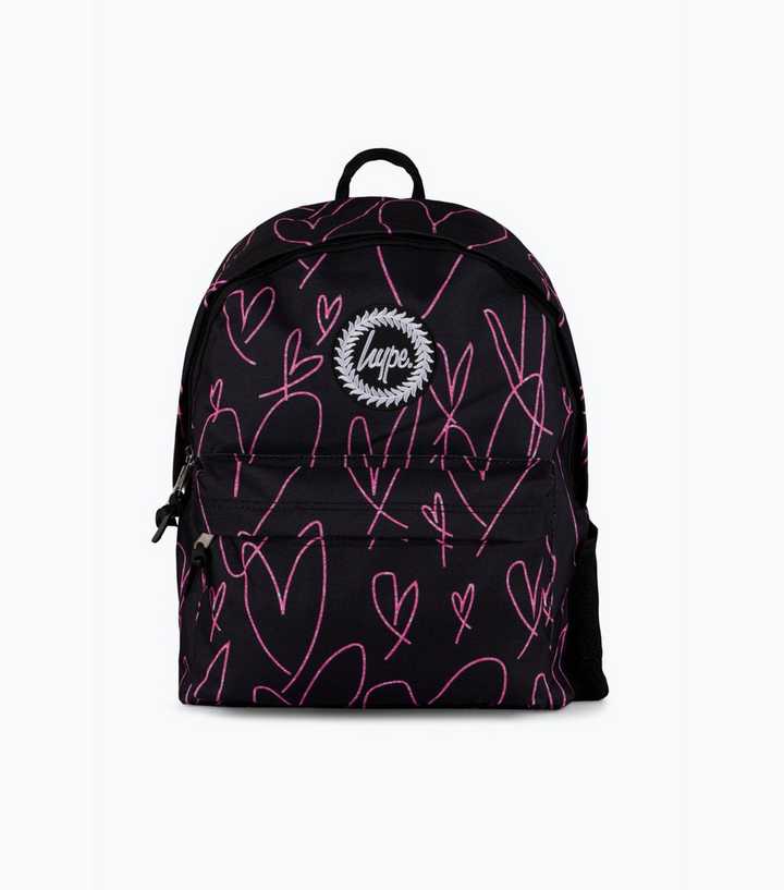Hype Black Glitter Heart Backpack