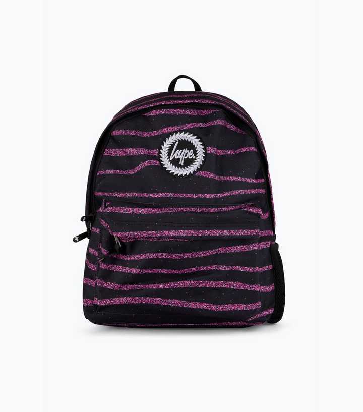 Hype Black Glitter Stripe Backpack
