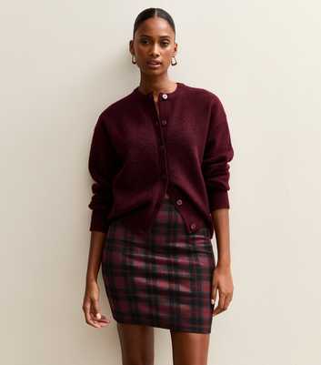 Red Jersey Check Mini Skirt