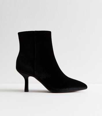 Black Velvet Pointed Toe Stiletto Ankle Boots