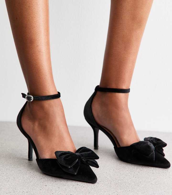 Black Velvet Bow Stiletto Heels