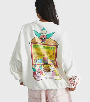 Skinnydip White The Simpsons Krusty Burger Print Sweatshirt