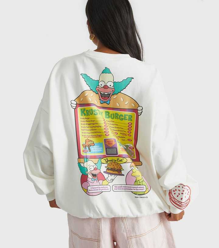 Skinnydip White The Simpsons Krusty Burger Print Sweatshirt