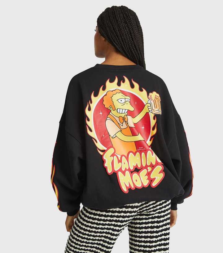 Skinnydip Black The Simpsons Flaming Moe's Printed Sweatshirt