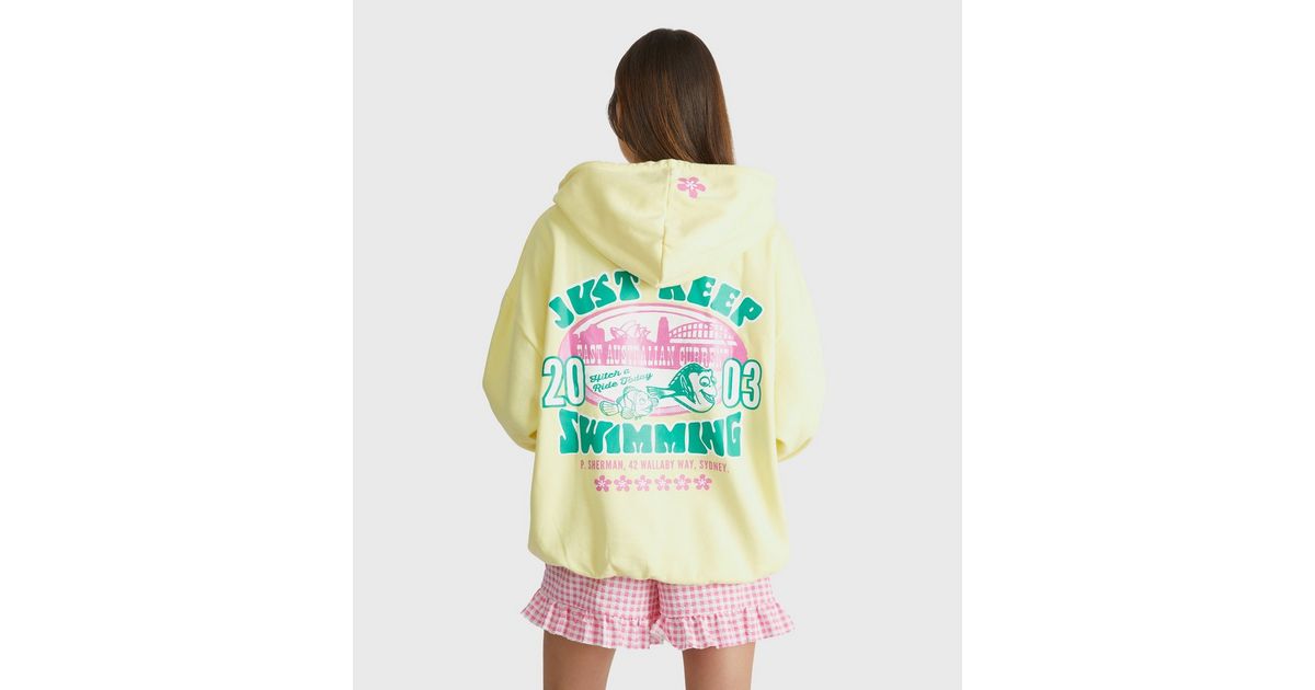 Skinnydip Yellow Disney Finding Nemo Printed Hoodie New Look