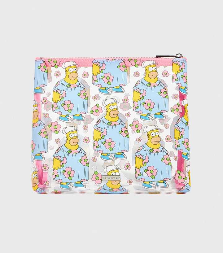 Skinnydip Light Blue Homer Simpson Print Wash Bag
