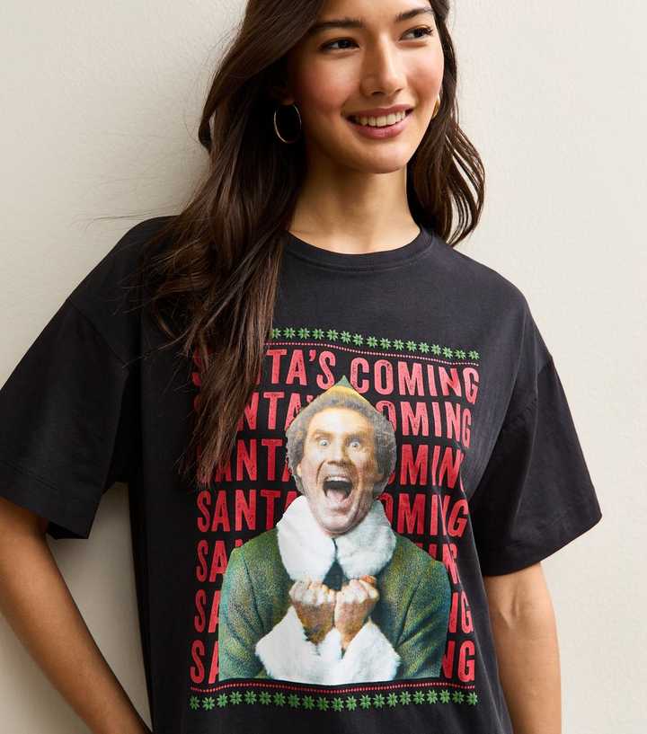 Black Elf Graphic Print Oversized T-Shirt