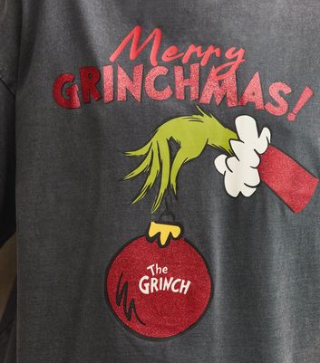 Dark Grey Merry Grinchmas Bauble Print T-Shirt