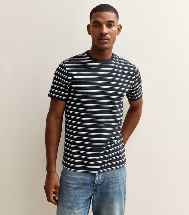 Blue Regular Striped Crew Neck T-Shirt