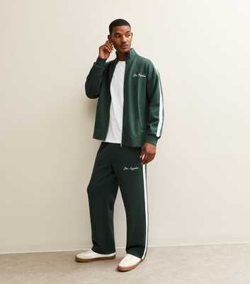 Dark Green Leg Side Stripe Jogger Trousers