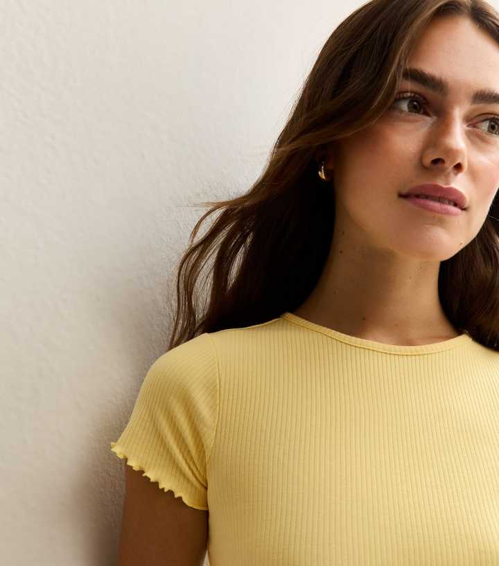 Petite Yellow Frilly Trimmed T-Shirt