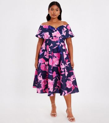 Princess Dress Pink And Blue Flower Dress Floral Maxi Dress Floral New Look  Outsize Shop Curve