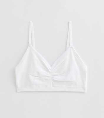 Girls White Ruched V-Neck Bralette