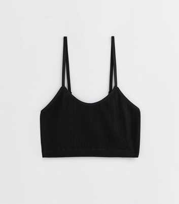 Girls Black Ribbed Seamless Bralette