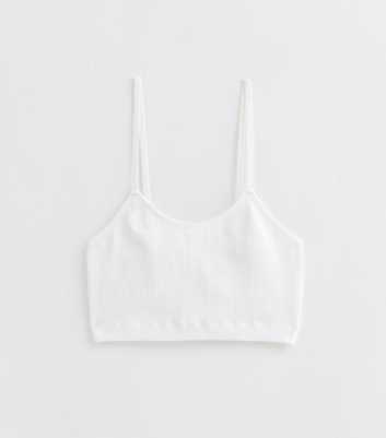 Girls White Ribbed Seamless Bralette