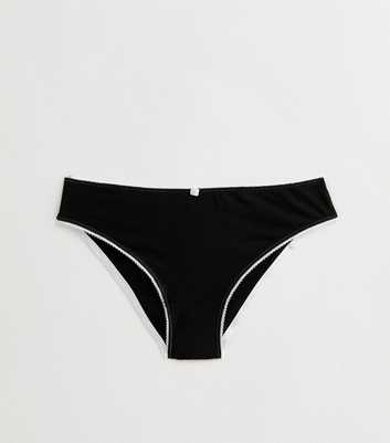 Girls Black Contrast Trim Briefs