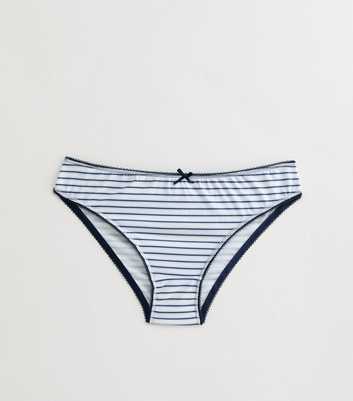 Girls Blue Striped Micro Briefs