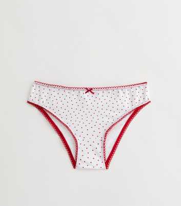 Girls White Hearts Briefs