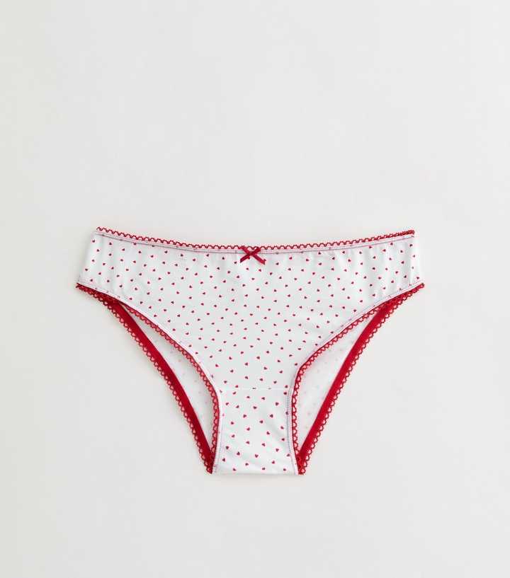 Girls White Hearts Briefs