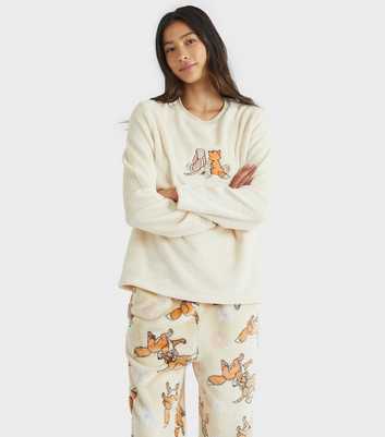 Skinnydip White Disney Fox and the Hound Fleece Pyjama Set