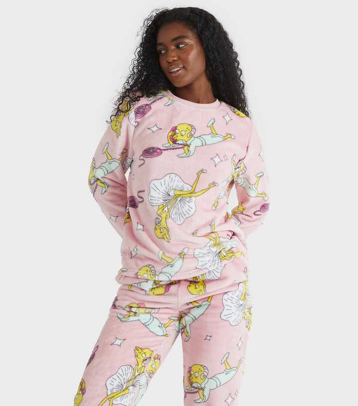 Skinnydip Light Pink The Simpsons Mr Burns Fleece Pyjama Set