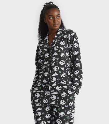 Skinnydip Black Jack Skellington Print Shirt and Trousers Pyjama Set