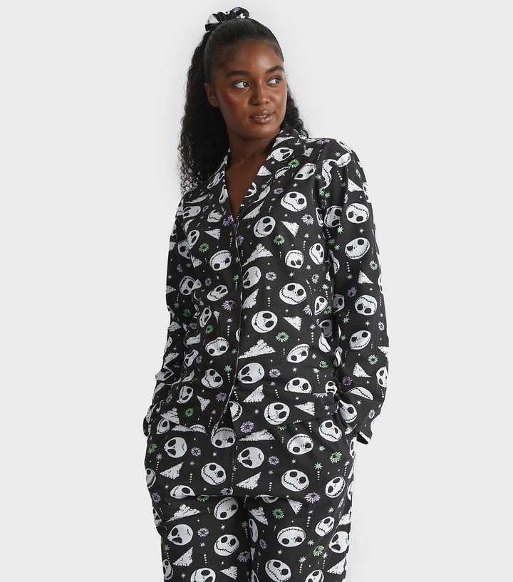 Skinnydip Black Jack Skellington Print Shirt and Trousers Pyjama Set