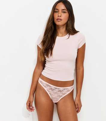 Light Pink Floral Lace Thong