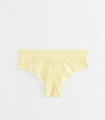 Light Yellow Floral Lace Brazilian Briefs