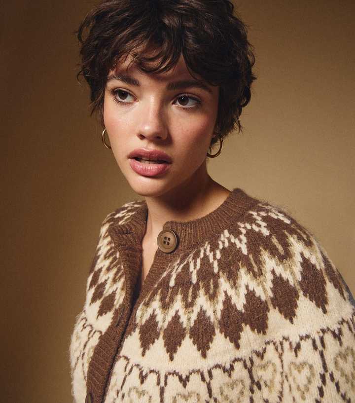 Cream Fairisle Knit Cardigan