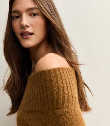 Tan Off The Shoulder Jumper