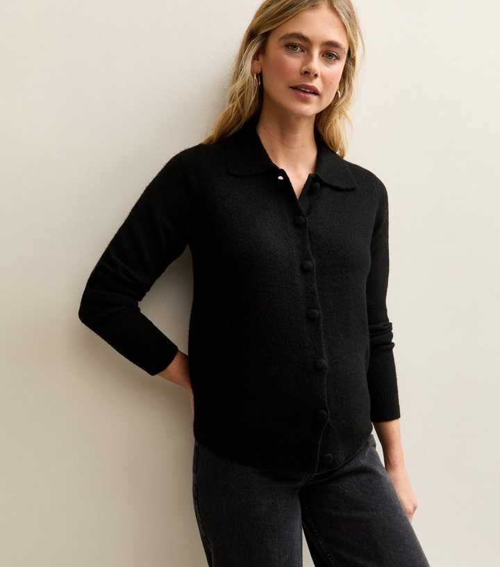 Maternity Black Midweight Knit Cardigan