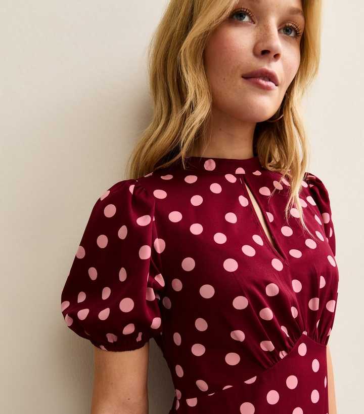 knee length dresses for ladies Red Polka Dot Wiggle Dress main image 1