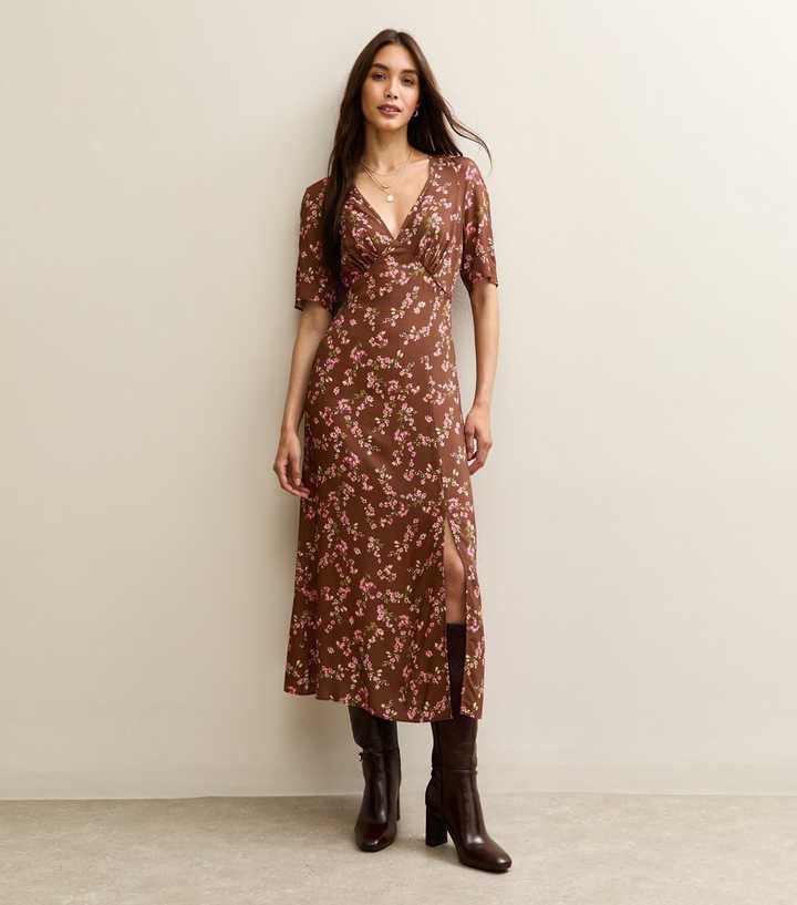 women brown dress pants Alloy Apparel Tall High Waist Flare Dress Pants for Women in Brown Size XS