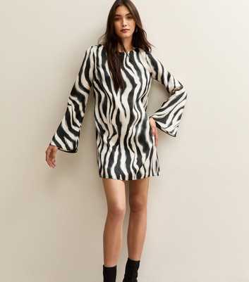 Black Zebra Print Satin Mini Dress
