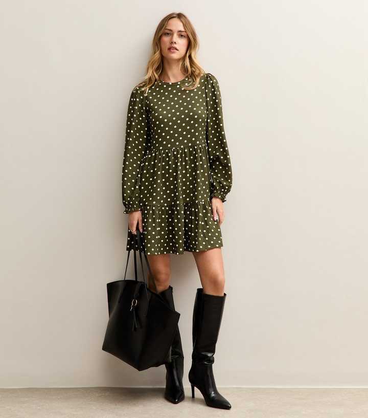slim fit dress slacks Nellie Mini Dress Green Polka Dot main image 0