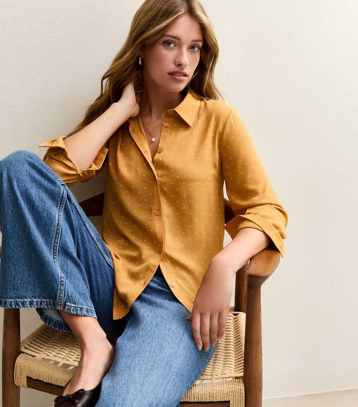 Yellow Spot Print Long Sleeve Shirt