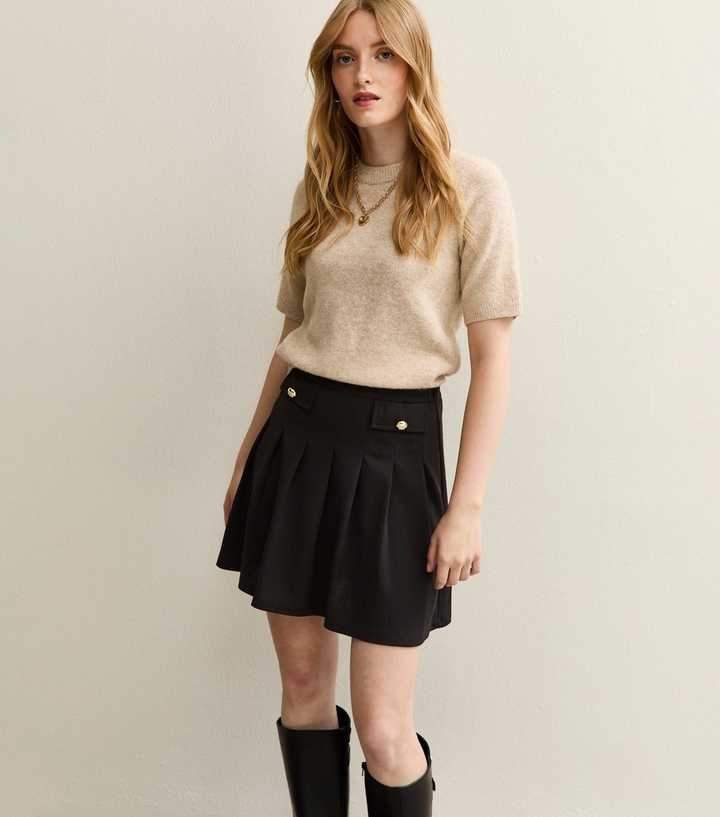 Black Pleated Mini Skirt