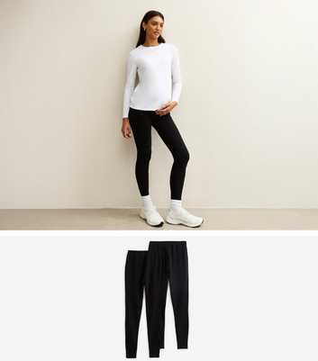 Pack Of 2 Maternity Black Stretch Cotton Leggings