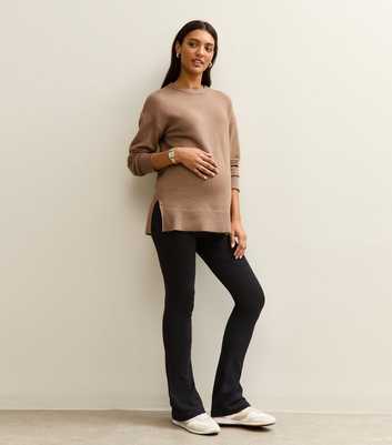 Maternity Black Stretch Jersey Kickflare Leggings