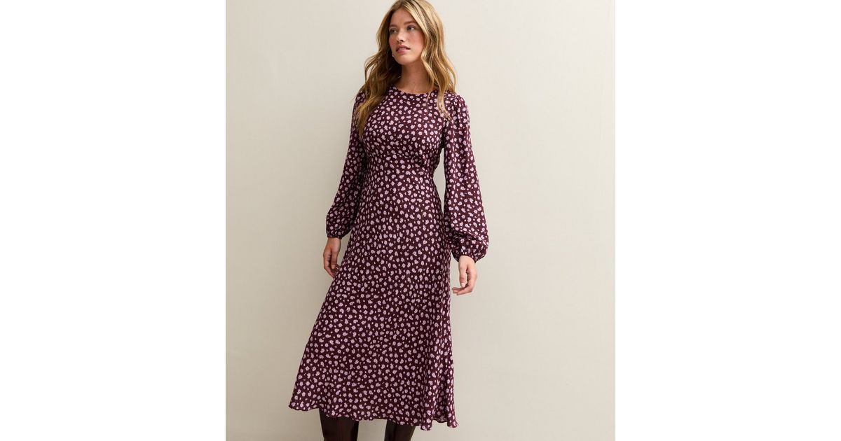 Purple Midi Dress With Geometric Print main image 0