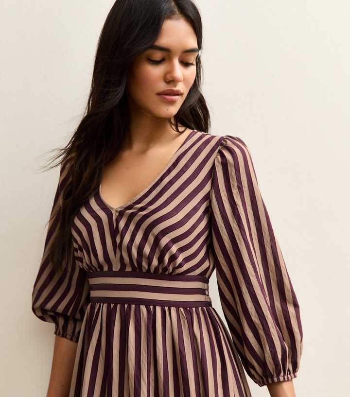 burgundy striped dress Elvira Mini Dress main image 1