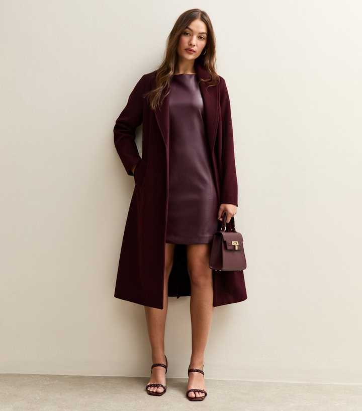 Dark Burgundy Faux Leather Sleeveless Mini Dress | New Look