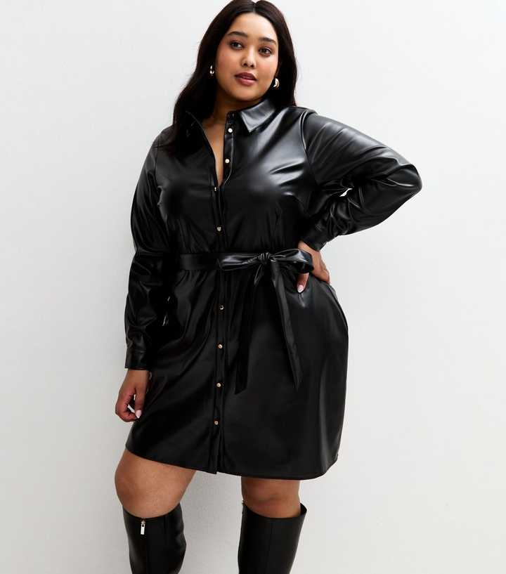 faux leather button up dress Faux Leather Shirt Dress – Cavi Keon Collection main image 0