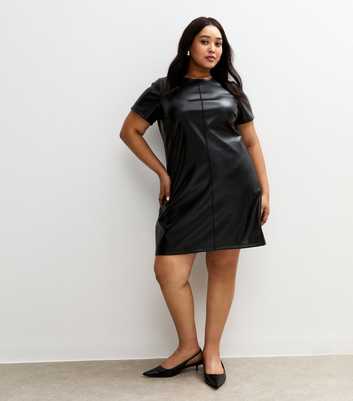 Curves Black Faux Leather Mini Dress
