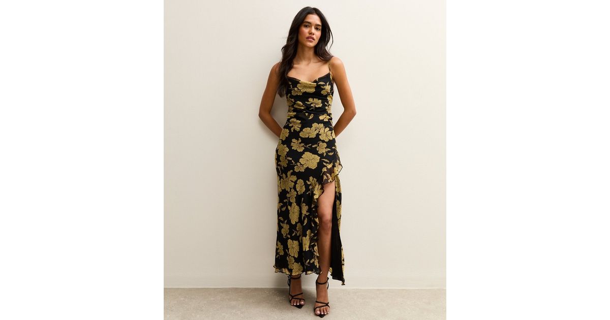 Boheme Printed Cowl Neck Floral Dress