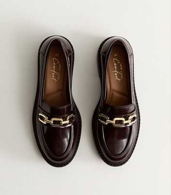 Dark Burgundy Faux Leather Chunky Loafers