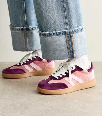 Light Pink Velvet Contrast Panel Trainer