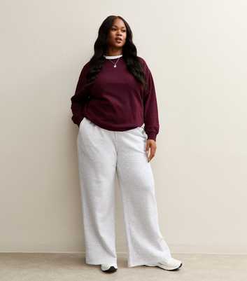 Curves Light Grey Jersey Wide Leg Joggers